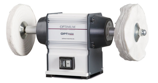 Metall Poliermaschine Optimum OPTIpolish GU 20P 230V 2x200x20 mm Scheibe, 2850 U/min 600 Watt